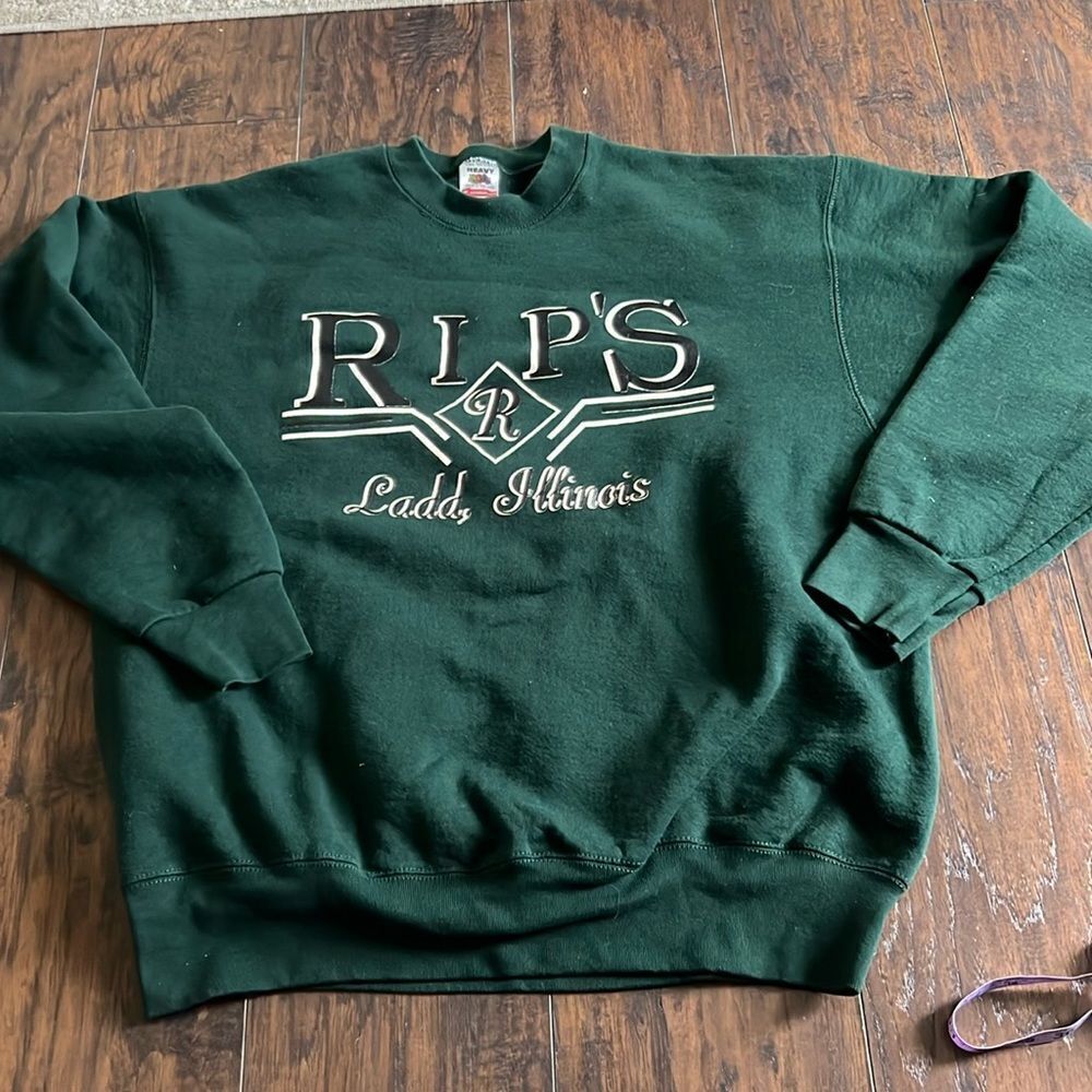 RIP’S Tavern Vintage Fruit of the loom size XXL 90’s sweatshirt dark green  EUC
